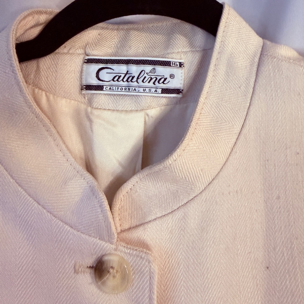 Vintage Catalina Cream Jacket Blazer Size 16 Classic Tailored - Picture 3 of 10